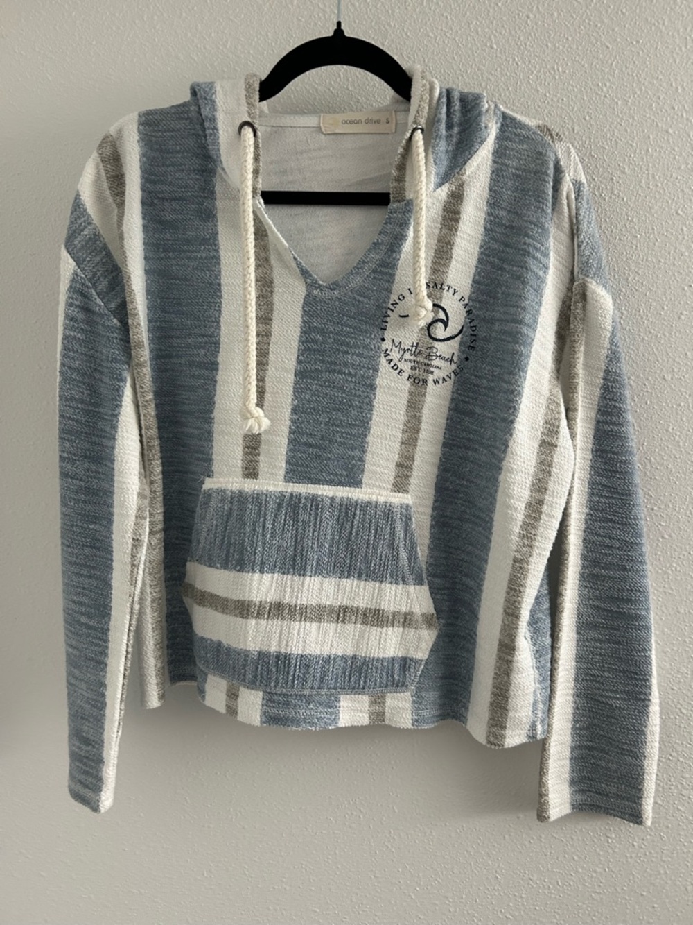 Ocean Drive Myrtle Beach Striped V-Neck Hoodie